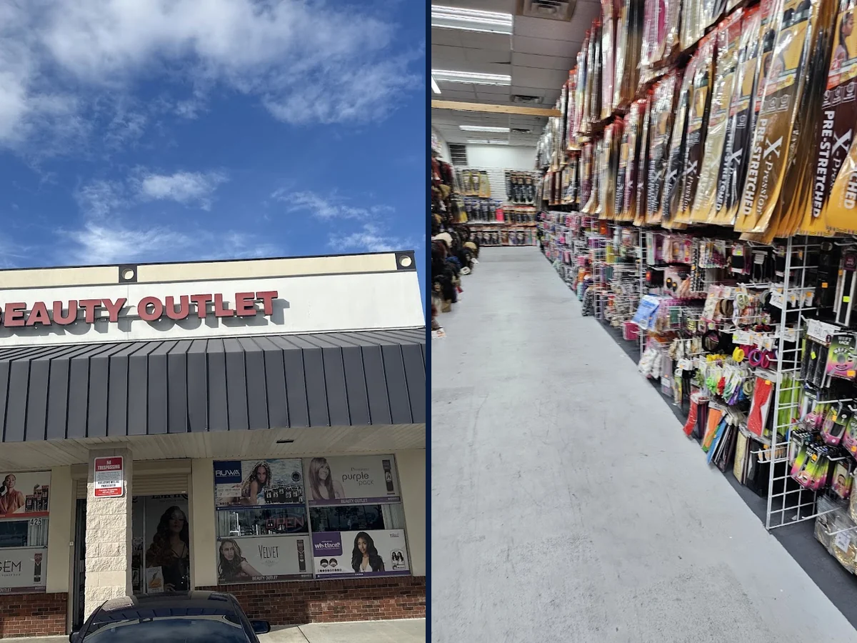 Interior view of a beauty supply shop.